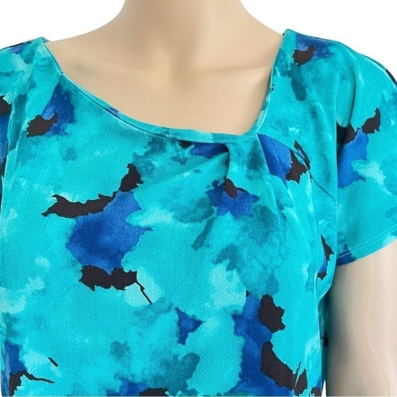 JACKLYN Smith watercolor tie-dye print blouse asymmetric ruffled neckline M - Picture 5 of 15